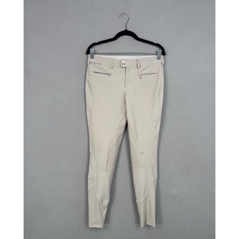 Samshield Breeches Womens 38 Beige Crystal Knee Patch Equestrian Horseback Adele